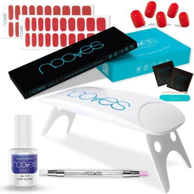 Ensemble d'ongles en gel rouge Premium Nooves - Kit de manucure avec lampe UV - Publicité Ensemble d'ongles en gel rouge Premium Nooves - Kit de manucure avec lampe UV - Publicité