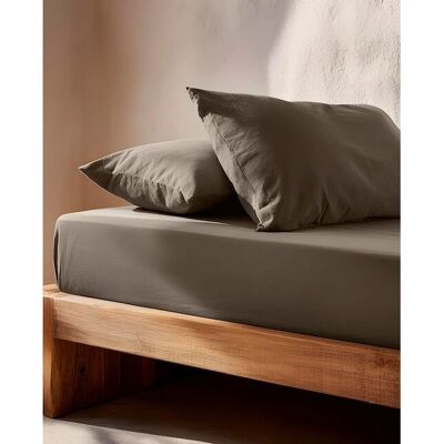 GAMUSI Sabana bajera cama 120 x 200 x 30 cm - cinza escuro - 100% algodão - lençol com elástico GAMUSI Sabana bajera cama 120 x 200 x 30 cm - cinza escuro - 100% algodão - lençol com elástico