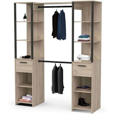 Miroytengo Vestidor Gary - Armario abierto industrial de 2 columnas - 160x200cm Miroytengo Vestidor Gary - Armario abierto industrial de 2 columnas - 160x200cm