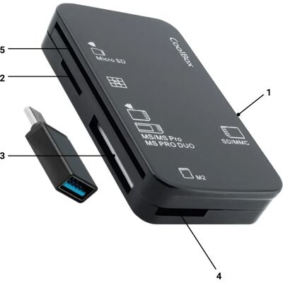 Leitor de Cartões CoolBox COO-CRE-4AC USB Compacto - Preto Leitor de Cartões CoolBox COO-CRE-4AC USB Compacto - Preto