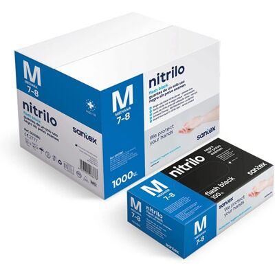 Guantes de Nitrilo Black Flash Santex - Sin Polvo, Texturizados, 6g Guantes de Nitrilo Black Flash Santex - Sin Polvo, Texturizados, 6g