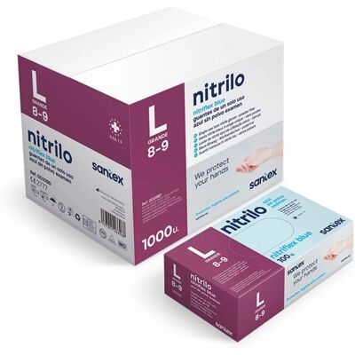 Guantes de nitrilo azul Santex - Talla L, Sin polvo, Sin látex Guantes de nitrilo azul Santex - Talla L, Sin polvo, Sin látex