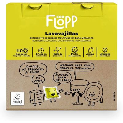 Flopp Eco gel cápsulas para lavavajillas - Detergente para lavavajillas Flopp Eco gel cápsulas para lavavajillas - Detergente para lavavajillas