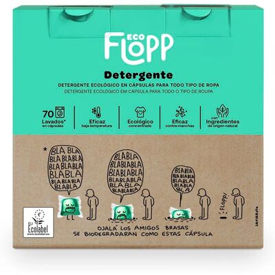 Detergente ecológico bio eco pack - 70 cápsulas - Flopp Detergente ecológico bio eco pack - 70 cápsulas - Flopp