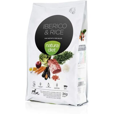 Natura Diet Iberico & Rice - 3kg Croquettes pour chiens - Publicité Natura Diet Iberico & Rice - 3kg Croquettes pour chiens - Publicité