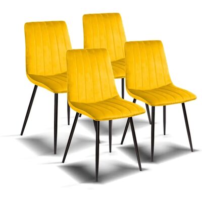 FURNITURE STYLE Conjunto de 4 sillas vintage terciopelo Iria - Sillas de comedor FURNITURE STYLE Conjunto de 4 sillas vintage terciopelo Iria - Sillas de comedor