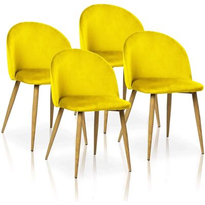 Sillas de comedor de terciopelo Mercedes - Estilo vintage - Pack de 4 Sillas de comedor de terciopelo Mercedes - Estilo vintage - Pack de 4