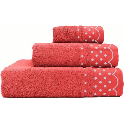 Briebe Fuchsia Polka Dots Serviettes en coton égyptien - Ensemble de bain - Publicité Briebe Fuchsia Polka Dots Serviettes en coton égyptien - Ensemble de bain - Publicité