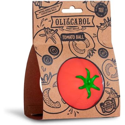 Juguete para bebé Oli & Carol - Pelota sensorial de caucho en tomate Juguete para bebé Oli & Carol - Pelota sensorial de caucho en tomate