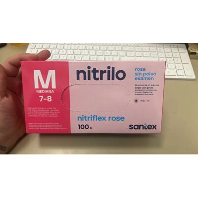 Guantes de nitrilo rosa Santex - 100 unidades Guantes de nitrilo rosa Santex - 100 unidades