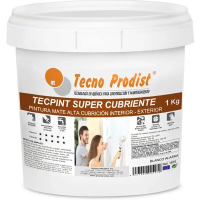Peinture acrylique blanche Tecpint intérieur & extérieur - Grande couverture - Publicité Peinture acrylique blanche Tecpint intérieur & extérieur - Grande couverture - Publicité