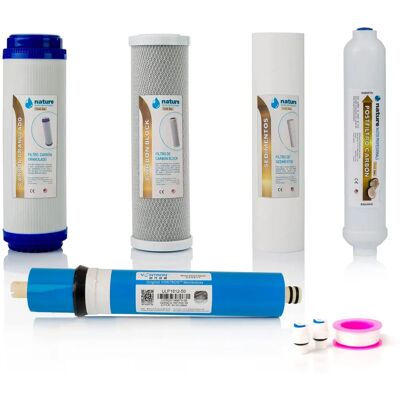 Pacchetto filtri acqua osmosi inversa Vontron 50GPD - 4 filtri universali Pacchetto filtri acqua osmosi inversa Vontron 50GPD - 4 filtri universali