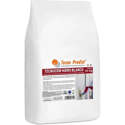 Tecnocem Hydro Branco - Argamassa de cimento espessa - Impermeável - 10kg Tecnocem Hydro Branco - Argamassa de cimento espessa - Impermeável - 10kg