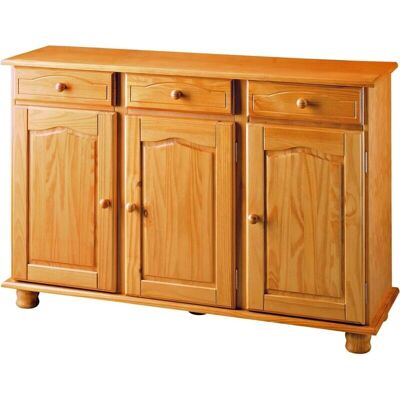 Aparador Moblit con 3 puertas y 3 cajones - Pino macizo - 86x130x42 cm Aparador Moblit con 3 puertas y 3 cajones - Pino macizo - 86x130x42 cm