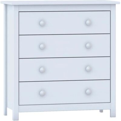 Cajonera de 4 cajones de pino macizo blanco Moblit - Cómoda Cajonera de 4 cajones de pino macizo blanco Moblit - Cómoda