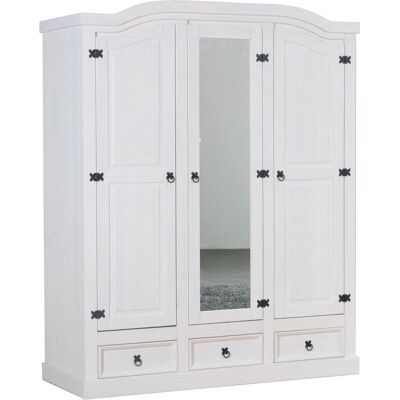 Ebuy24 New Mexico Garderobeskap - 3 Dører, Hvit, Rustikk Antikk Stil Ebuy24 New Mexico Garderobeskap - 3 Dører, Hvit, Rustikk Antikk Stil