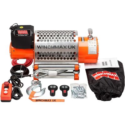 Winchmax 20000lb 24v Heavy Recovery Winch - Orange - Steel Rope - Remote Winchmax 20000lb 24v Heavy Recovery Winch - Orange - Steel Rope - Remote