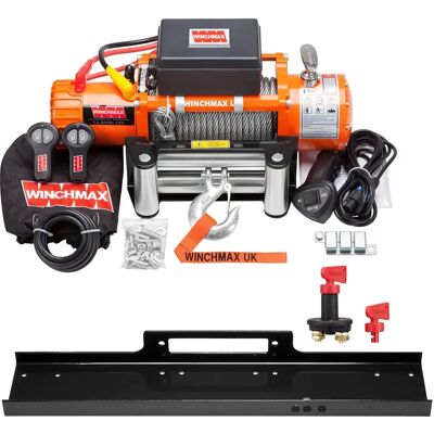 Winchmax 13500lb 12V Elektrowinde - Stahlseil, Fernbedienung, Montageplatte Winchmax 13500lb 12V Elektrowinde - Stahlseil, Fernbedienung, Montageplatte