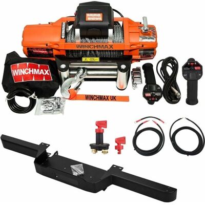 WINCHMAX 6123kg 'SL' 12V Winde - Stahlseil, Fernbedienung, Stoßstange WINCHMAX 6123kg 'SL' 12V Winde - Stahlseil, Fernbedienung, Stoßstange