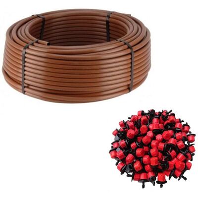 IRRITEC Tubería Goteo Marrón 16mm x 100m - 100 Goteros Regulables IRRITEC Tubería Goteo Marrón 16mm x 100m - 100 Goteros Regulables
