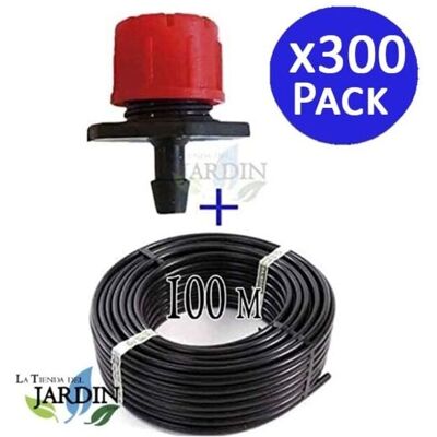 Tubería de goteo 16mm 100m + 300 Goteros regulables - Riego por gotero Tubería de goteo 16mm 100m + 300 Goteros regulables - Riego por gotero