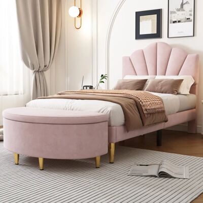 WISHDOR - Cama concha rosa - 90x200 cm - Cama WISHDOR - Cama concha rosa - 90x200 cm - Cama