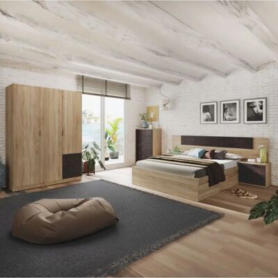 Conjunto de Dormitorio Duehome Akari - Roble Canadiense y Óxido - Moderno Conjunto de Dormitorio Duehome Akari - Roble Canadiense y Óxido - Moderno