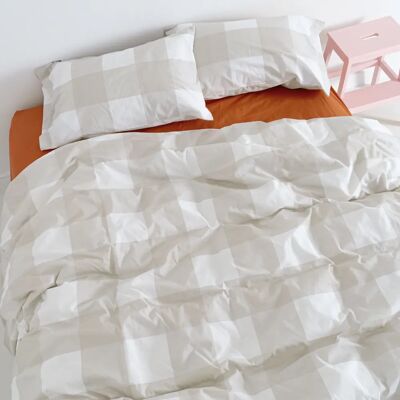 Housse de Couette Gingham Beige 240x220cm Happy Friday - Housse de Couette - Publicité Housse de Couette Gingham Beige 240x220cm Happy Friday - Housse de Couette - Publicité