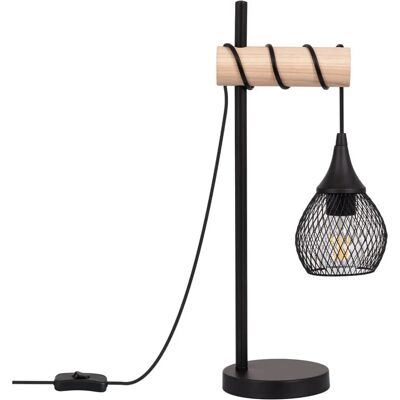 LEDKIA Monah Lampada da Tavolo in Metallo e Legno Nero - Lampada da Tavolo LEDKIA Monah Lampada da Tavolo in Metallo e Legno Nero - Lampada da Tavolo