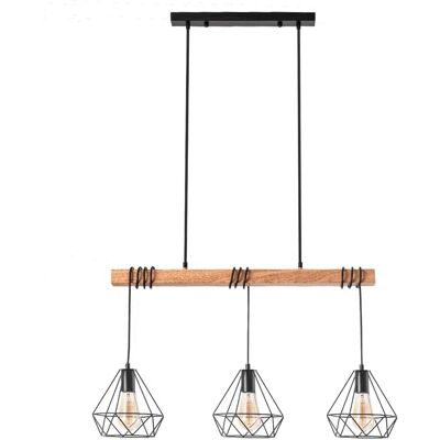 LEDKIA Lampada a sospensione nera 3 faretti stile industriale 1200x790x200mm LEDKIA Lampada a sospensione nera 3 faretti stile industriale 1200x790x200mm