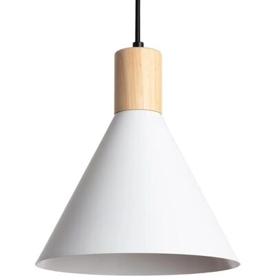 LEDKIA - Lampada Sospensione Arbat Bianco Metallo e Legno - Interno LEDKIA - Lampada Sospensione Arbat Bianco Metallo e Legno - Interno