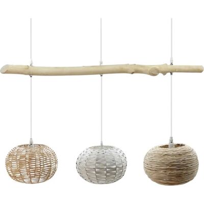 LEDKIA - Luminária pendente de rattan e madeira natural - Decoração interna LEDKIA - Luminária pendente de rattan e madeira natural - Decoração interna