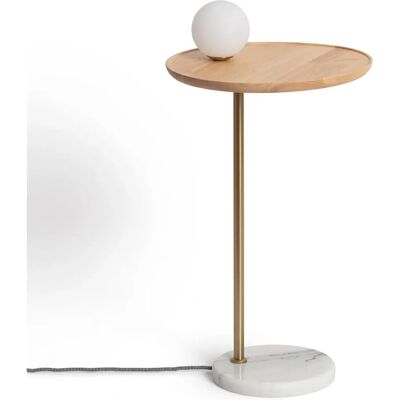 Lâmpada de Mesa Brandt Branca de Madeira e Vidro - Iluminação interna Lâmpada de Mesa Brandt Branca de Madeira e Vidro - Iluminação interna