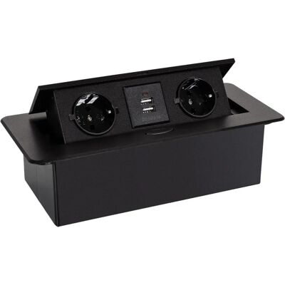 EFECTOLED Mehrfachsteckdose 2 Buchsen + 2xUSB Schwarz - Steckdose EFECTOLED Mehrfachsteckdose 2 Buchsen + 2xUSB Schwarz - Steckdose