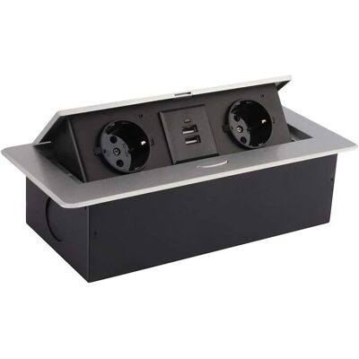 Efectoled E27 + 2xUSB Enchufe de Aluminio - Power Outlet Efectoled E27 + 2xUSB Enchufe de Aluminio - Power Outlet