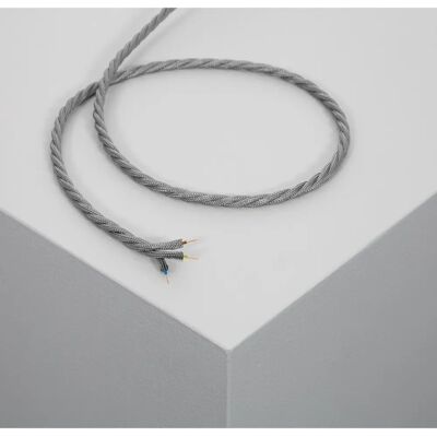 LEDKIA Cavo Elettrico in Tessuto Intrecciato Grigio - Cavo LEDKIA Cavo Elettrico in Tessuto Intrecciato Grigio - Cavo