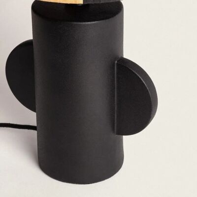 LEDKIA Schwarze Keramik Rattan Tischlampe - Vintage Stil LEDKIA Schwarze Keramik Rattan Tischlampe - Vintage Stil