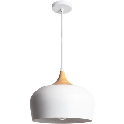 Lámpara Colgante Serena Blanca de Metal y Madera - Lámpara Suspendida Lámpara Colgante Serena Blanca de Metal y Madera - Lámpara Suspendida