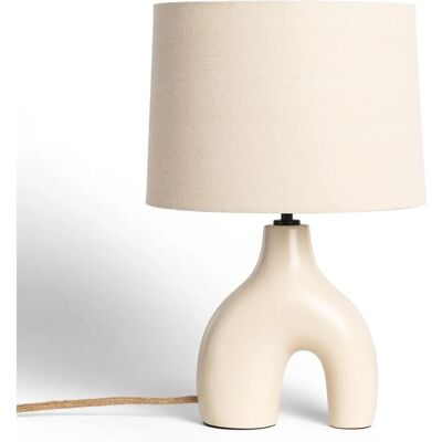 Candeeiro de Mesa em Cerâmica e Linho LEDKIA - Iluminação Interna Candeeiro de Mesa em Cerâmica e Linho LEDKIA - Iluminação Interna