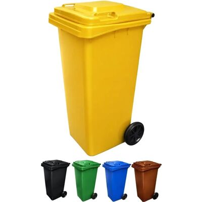 JARDIN202 - Wheelie Bin - Yellow - 120L - Contenedor de Basura JARDIN202 - Wheelie Bin - Yellow - 120L - Contenedor de Basura