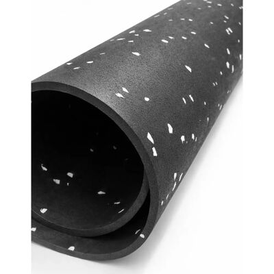 Jardin202 - Piso de Gimnasio Negro con Motas Blancas - Absorbe Impactos - 1.25m x 9m Jardin202 - Piso de Gimnasio Negro con Motas Blancas - Absorbe Impactos - 1.25m x 9m