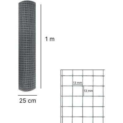 Jardin202 Malla Metálica Galvanizada - 13mm 1x25m - Cuadrada Jardin202 Malla Metálica Galvanizada - 13mm 1x25m - Cuadrada
