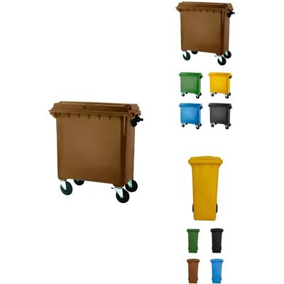 Jardin202 - Contenedor de Basura Reciclable de Colores con Ruedas - 1100L - Marrón - Gestión de Residuos Jardin202 - Contenedor de Basura Reciclable de Colores con Ruedas - 1100L - Marrón - Gestión de Residuos