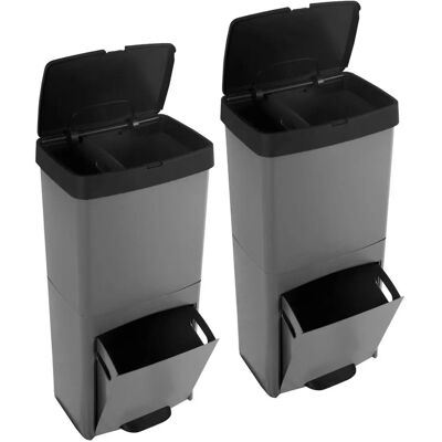 Jardin202 - Lixeiro de reciclagem ecológico 70L com 3 Compartimentos - Pack de 2 Jardin202 - Lixeiro de reciclagem ecológico 70L com 3 Compartimentos - Pack de 2