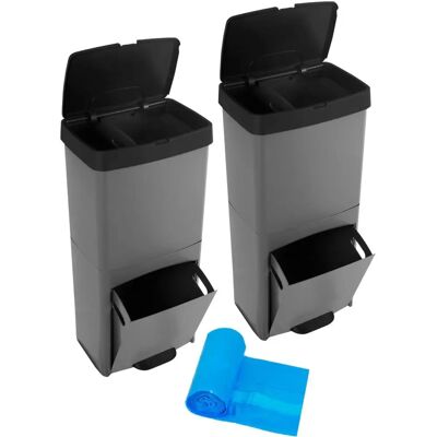 Jardin202 - Cubo de reciclaje de 70L con 3 compartimentos - Duradero y ecológico Jardin202 - Cubo de reciclaje de 70L con 3 compartimentos - Duradero y ecológico