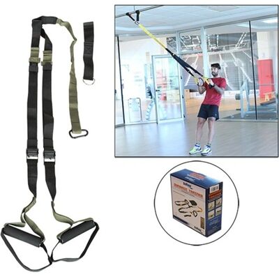 Entraînement en suspension Softee - Exercice complet - Sangles réglables - Publicité Entraînement en suspension Softee - Exercice complet - Sangles réglables - Publicité