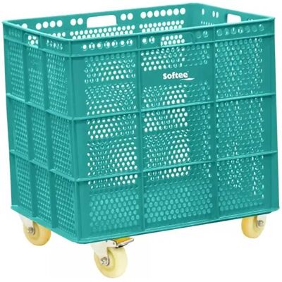 Softee Storage Basket with Wheels - Green - 47.5x53.5x62 cm Softee Storage Basket with Wheels - Green - 47.5x53.5x62 cm