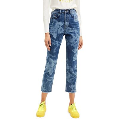 Damskie jeans Desigual - Wzór kwiatowy Niebieski 34 - Jeans Damskie jeans Desigual - Wzór kwiatowy Niebieski 34 - Jeans