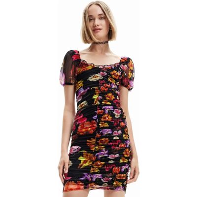 Robe courte à manches courtes, encolure en V, motif floral - Desigual awo-93747 - Dress Robe courte à manches courtes, encolure en V, motif floral - Desigual awo-93747 - Dress