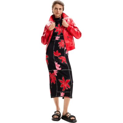Robe Col montant Floral Rouge Desigual - Robe Robe Col montant Floral Rouge Desigual - Robe